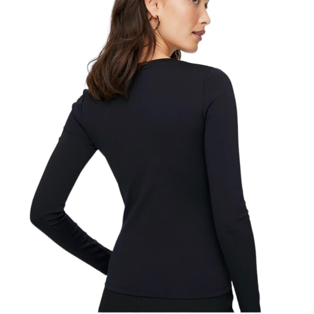 Babaton Aritzia Black Stretch Knit Long Sleeve Crop Top Women’s Large - Picture 3 of 14